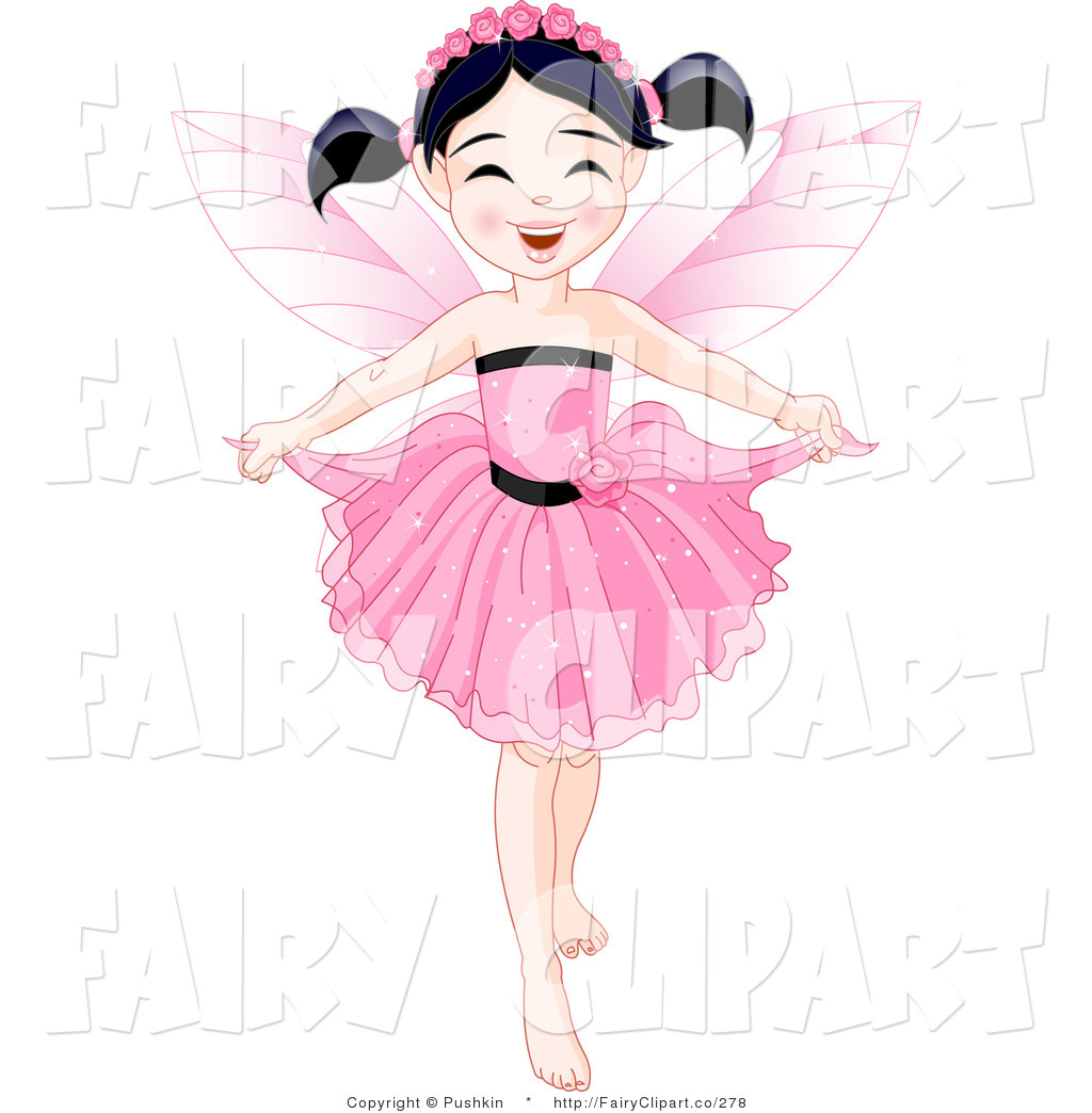 Larger Preview  Clip Art Of A Pretty Fairy Holding Her Dress By