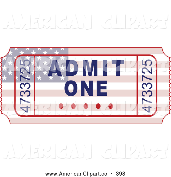 Patriotic American Admit One Ticket American Clip Art Prawny