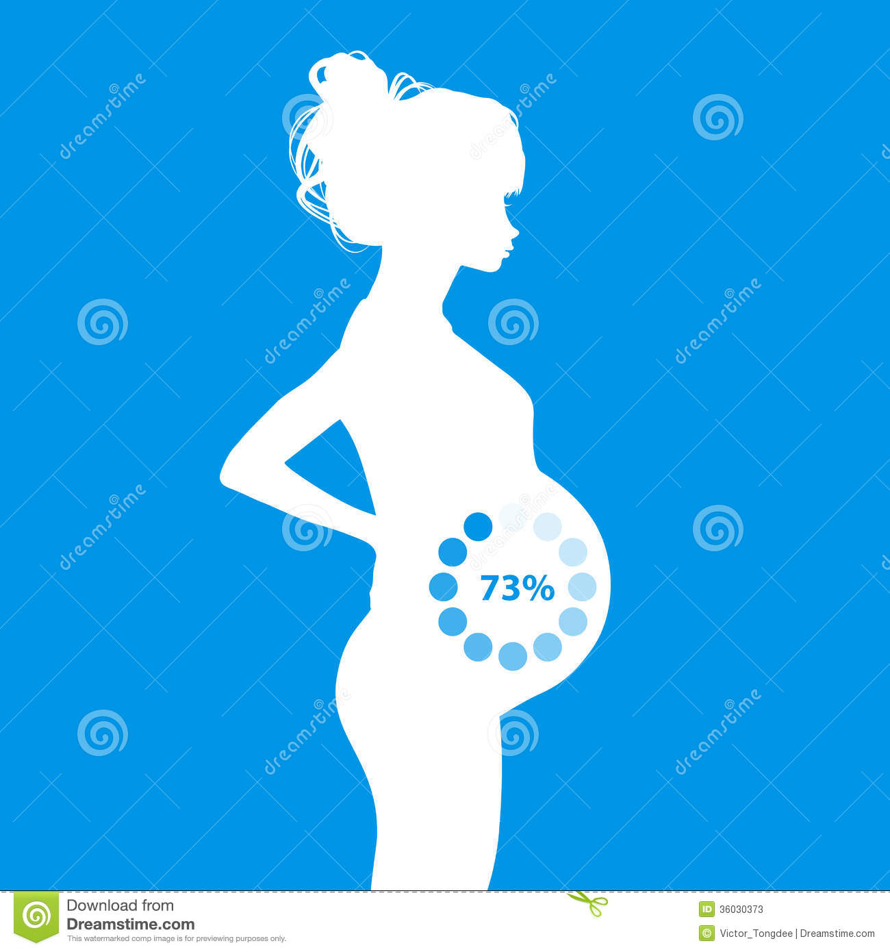 Pregnant Woman With Loading Sign On Her Belly Stock Photos   Image