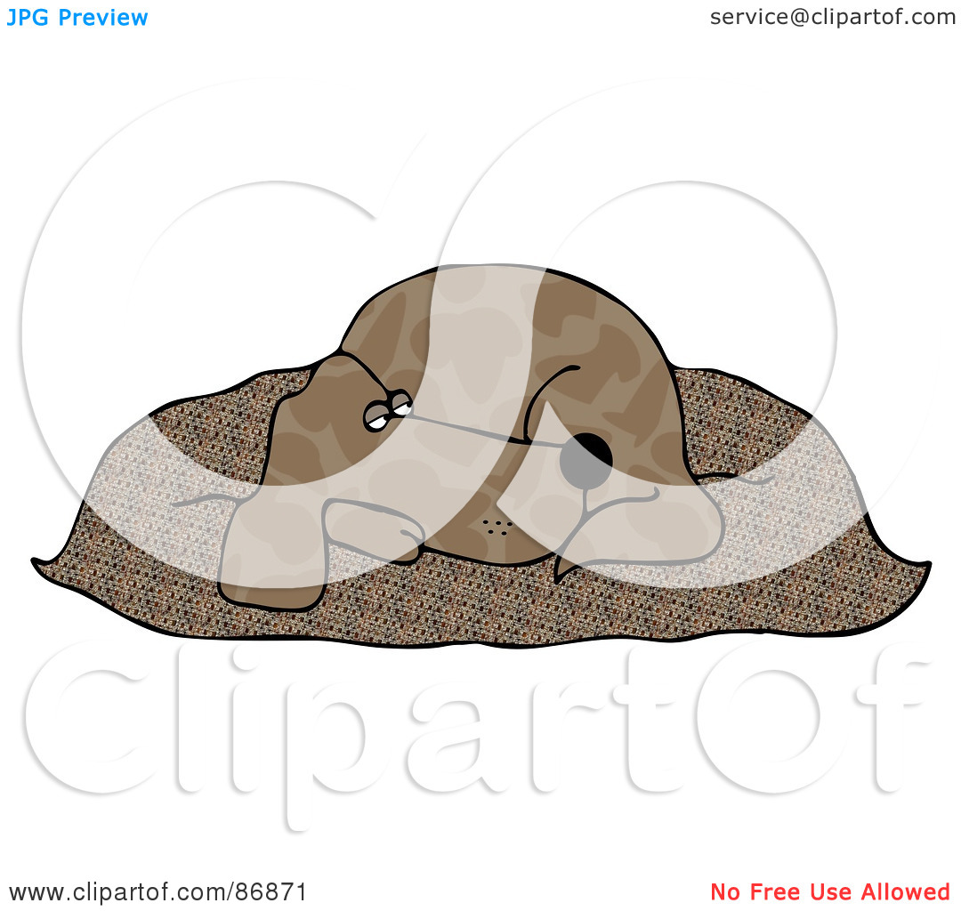 Rf  Clipart Illustration Of A Tired Brown Pooch Resting On A Fluffy