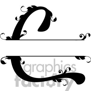 Royalty Free Split Regal C Monogram Vector Design Clipart Image