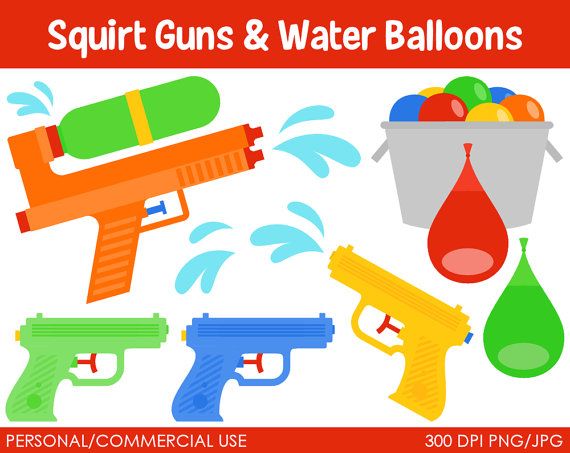 Squirt Guns And Water Balloons   Digital Clip Art Graphics For Person