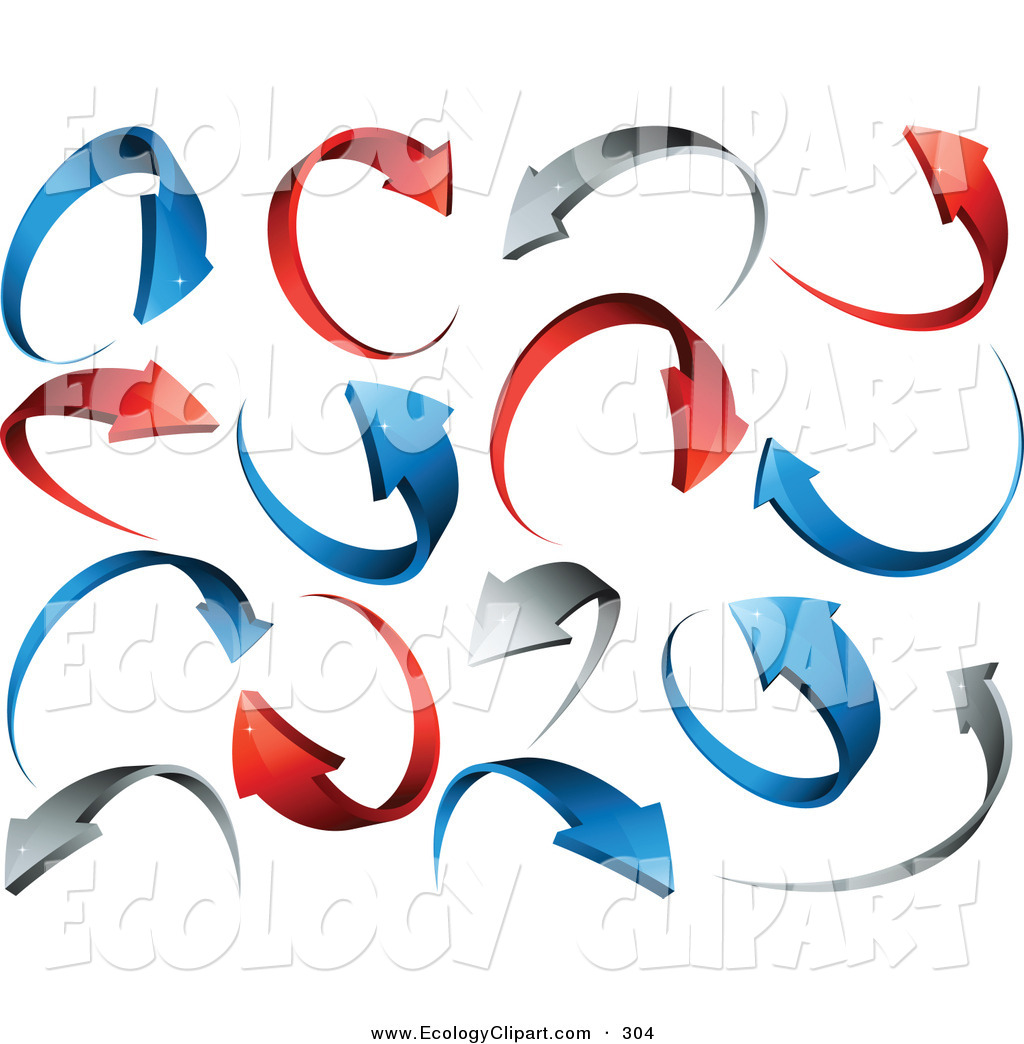 Vector Clip Art Of A Background Of Red Gray And Blue Circling Arrows    