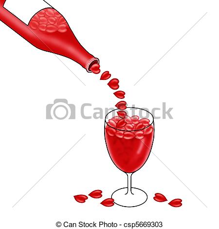 Wine Bottle Pouring Hearts Into A Wine Glass