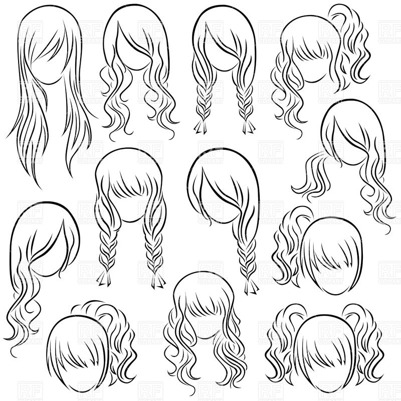 Woman S Coiffures And Wigs Download Royalty Free Vector Clipart  Eps