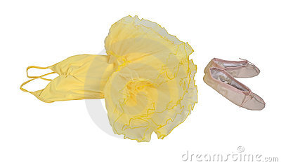 Yellow Ballet Tutu Pink Slippers Royalty Free Stock Photography