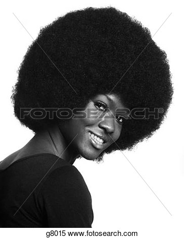 1970s Portrait Of Smiling African American Woman With Large Afro Hair