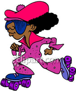 African American Guy On Roller Skates Royalty Free Clipart Picture