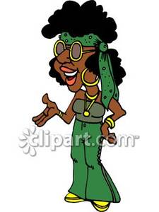 African American Hippie Chick Royalty Free Clipart Picture