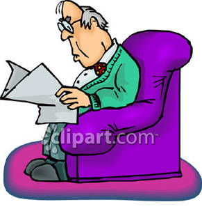 An Elderly Man Reading The Newspaper   Royalty Free Clipart Picture