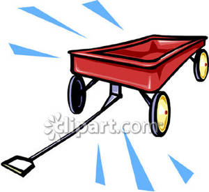 An Empty Red Wagon   Royalty Free Clipart Picture
