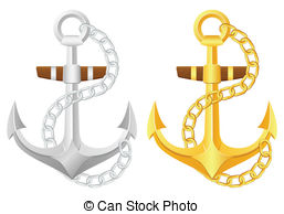Anchor With Chain Set   Two Anchors On A White Background
