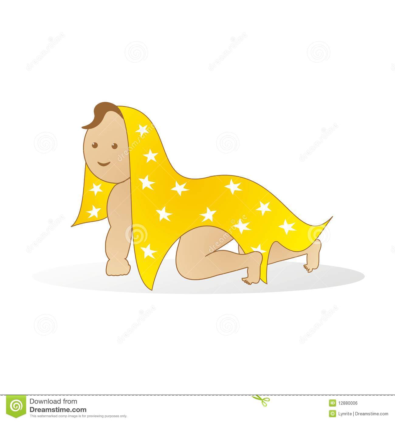 Baby Crawling With Star Blanket Royalty Free Stock Image   Image