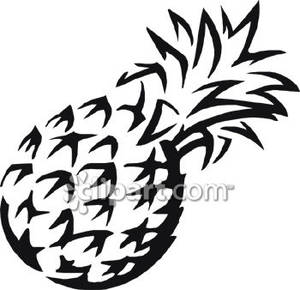 Black And White Pineapple   Royalty Free Clipart Picture