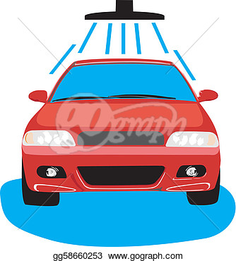 Car Being Sprayed With Water At The Car Wash  Clipart Drawing
