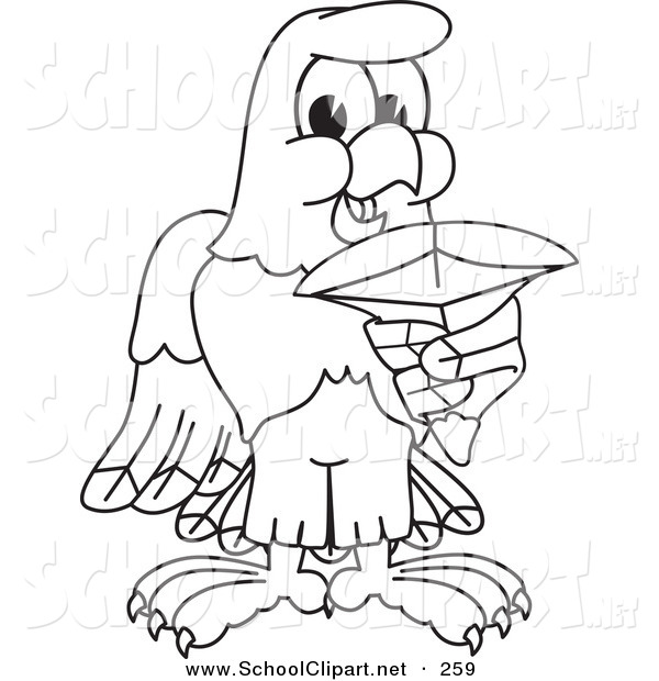 Clip Art Of A Coloring Page Of A Bald Eagle Hawk Or Falcon Holding A