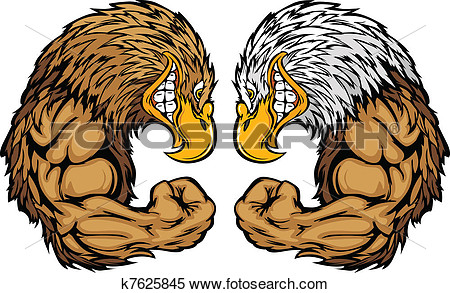 Clipart   Eagle Mascots Flexing Arms Cartoon  Fotosearch   Search Clip