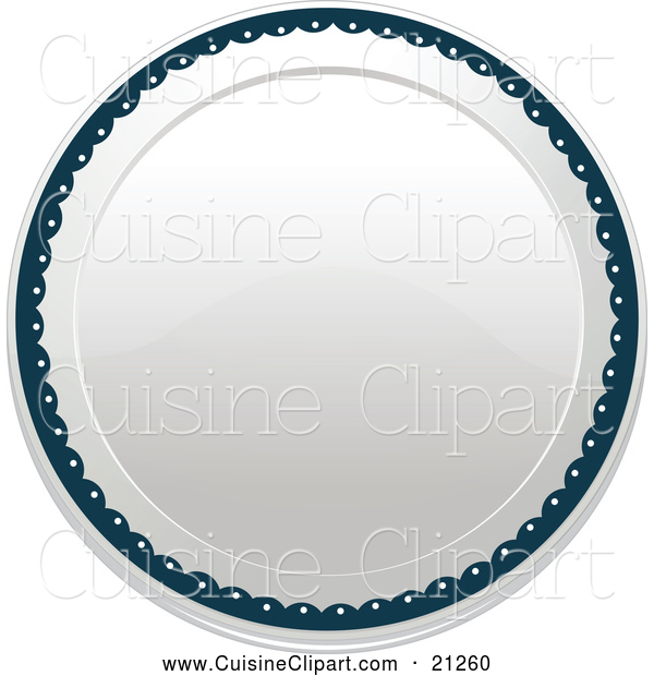 Cuisine Clipart Of A Empty White And Blue Plate By Colematt    21260