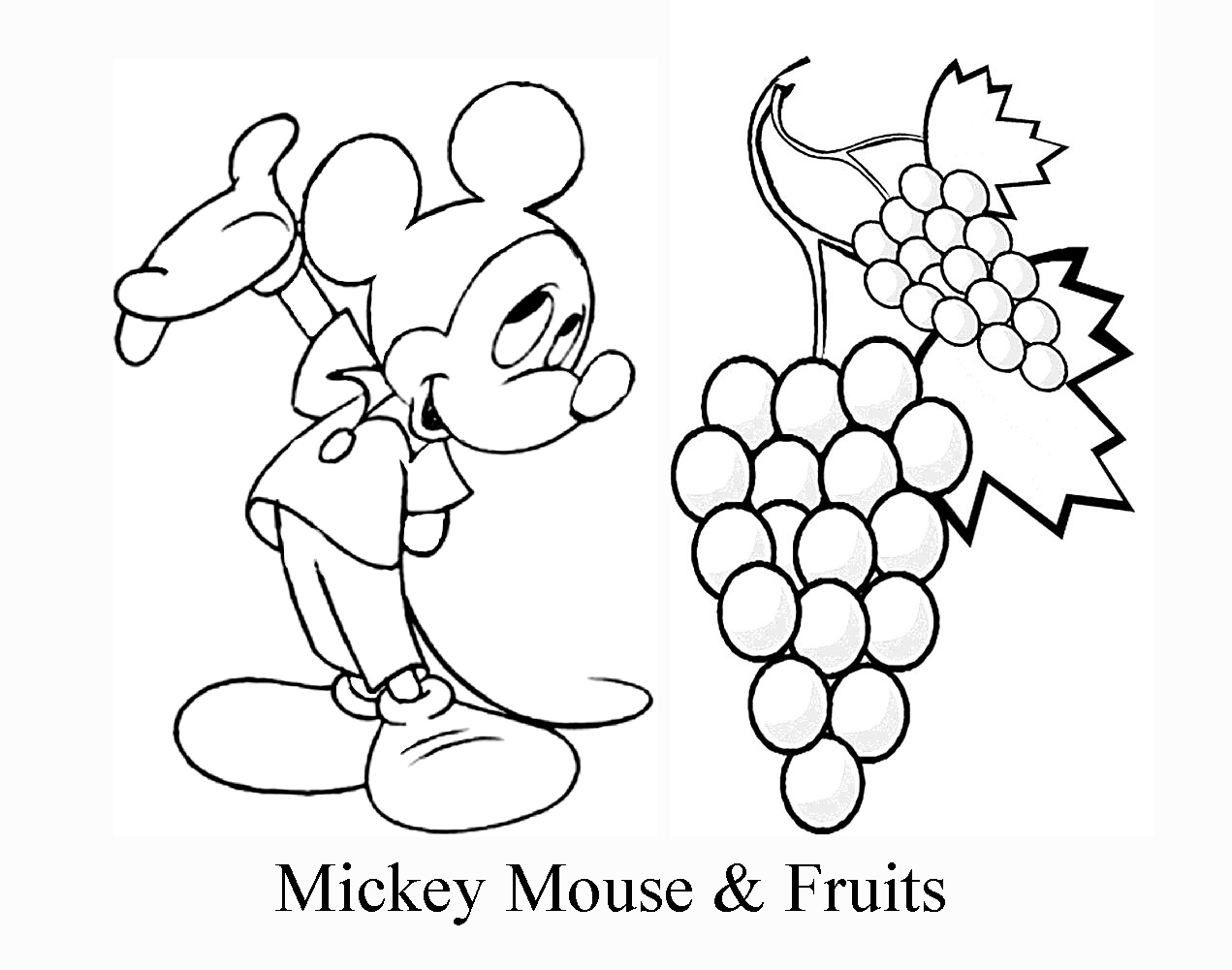 Disney Mickey Mouse   Fruits Coloring Pages   Learn To Coloring