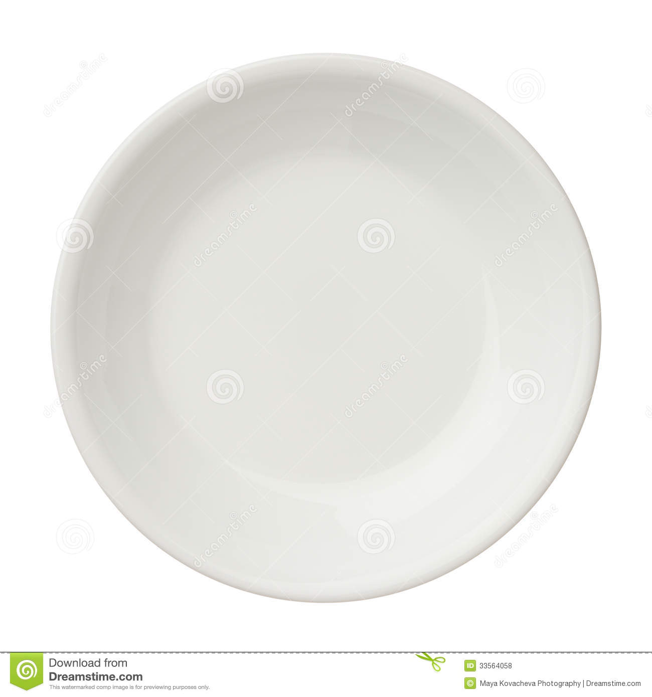 Empty Clean Plate Isolated On White Background Top View Royalty Free    