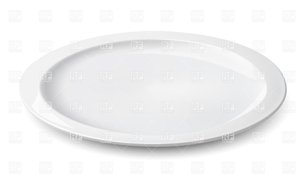 Empty Plate Isolated On White Download Royalty Free Vector Clipart    