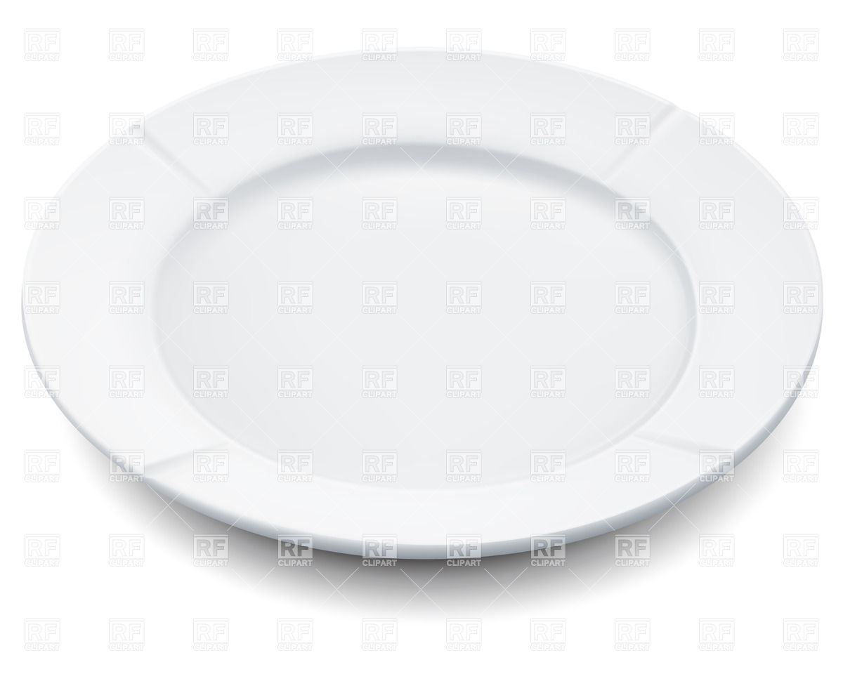 Empty Plate Isolated On White Download Royalty Free Vector Clipart    