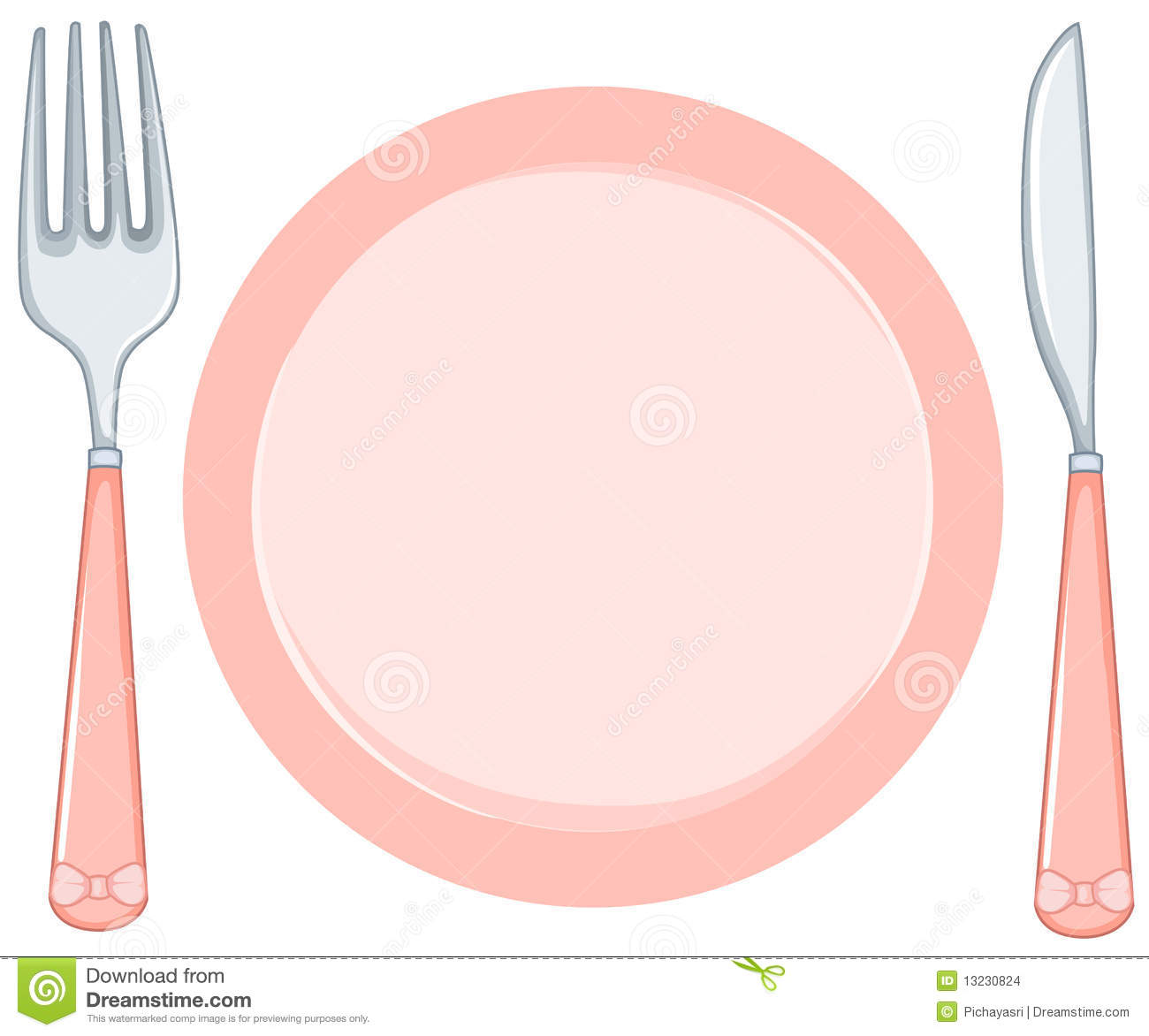 Empty Plate With Fork And Knife Stock Images   Image  13230824