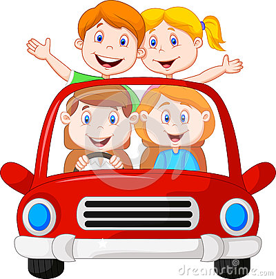 Family Car Trip Road Trip Family Cartoon Illustration 34607324 Jpg