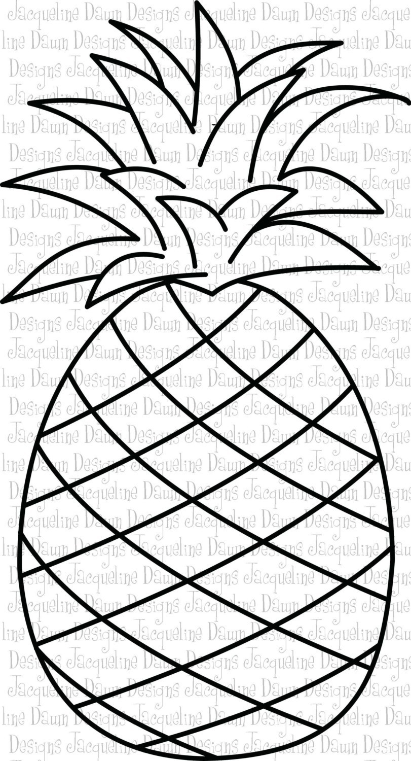 Pineapple Clip Art Black And White Stamp Hawaiian Pineapple