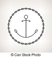 Silhouette Anchor And Chain Contour Of The Anchor In The