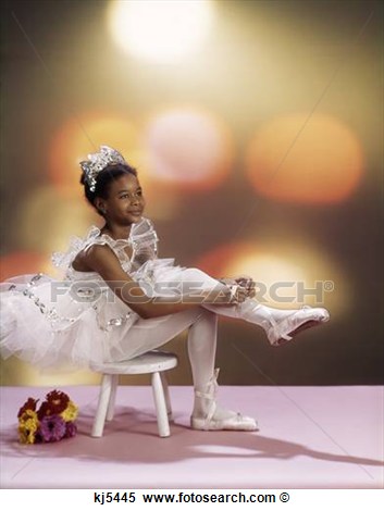Stock Image Of 1970s African American Girl Sitting On Stool Wearing