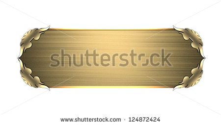 Template For Writing  Gold Nameplate With Gold Ornate Edges Isolated