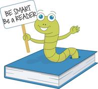 Tn Book Worm In Book Holding Be Smart Be A Reader Sign Clipart Jpg