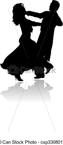 Vector Clip Art Of Waltz Dance Couple Silhouette   Vector Illustration
