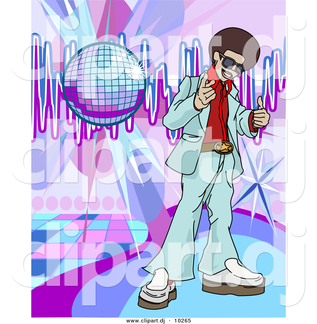 Vector Clipart Of A Young Black Man With Afro Standing Beside A Disco
