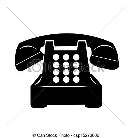 Vector Clipart Of Black Push Button Phone On A White   The Figure