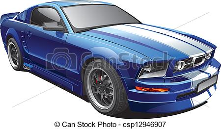 Vector Clipart Of Blue Muscle Car   Detail Vector Image Of Blue Modern