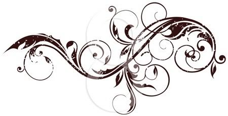36793 Clipart Illustration Of A Dark Brown Grungy Curly Vine Scroll