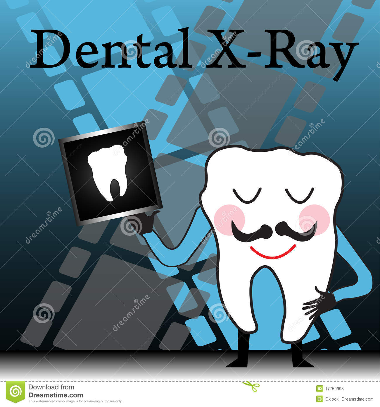 Abstract Colorful Illustration With A Huge Tooth Holding An X Ray With