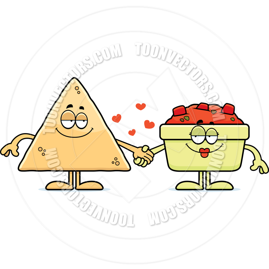 Cartoon Chips And Salsa Holding Hands By Cory Thoman   Toon Vectors