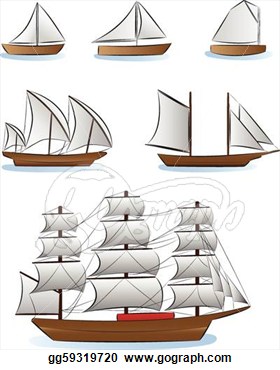 Clip Art   Sailboats And Ships Illustration  Stock Illustration