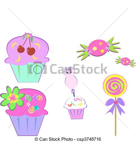 Clip Art Vector Of Mix Of Sweet Foods   Here Is A Variety Of Sweets To