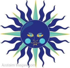 Clipart Illustration Of An Ancient Sun With A Face