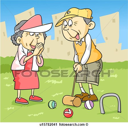 Clipart   Seniors Playing Croquet  Fotosearch   Search Clip Art