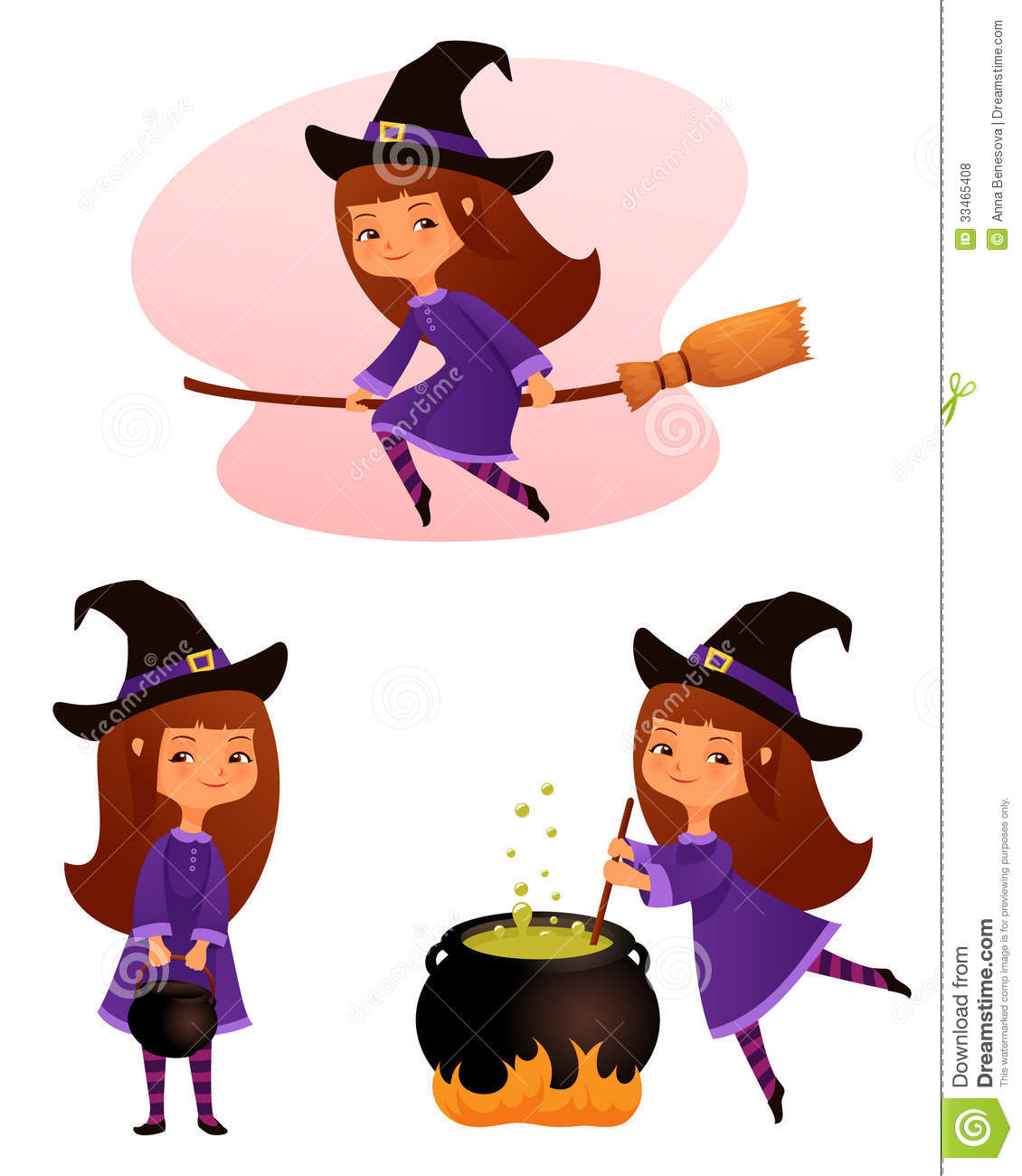 Cute Happy Halloween Clip Art Witches Halloween Illustration Of A Cute