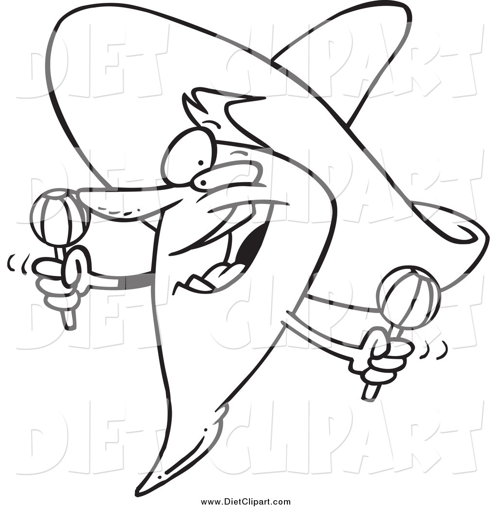 Diet Clip Art Of A Black And White Musical Mexican Chili Pepper By Ron    