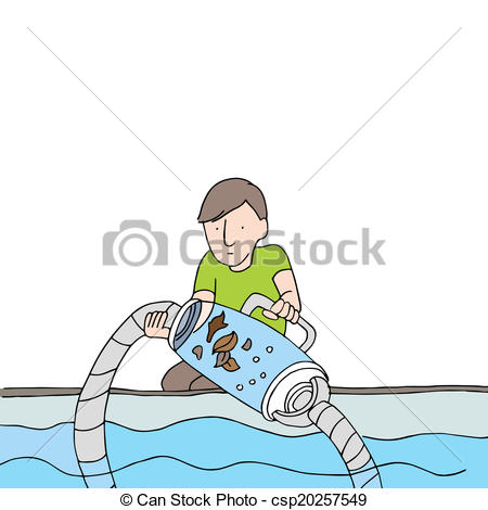 Eps Vector Of Cleaning Pool Filter Vacuum   An Image Of A Man Cleaning