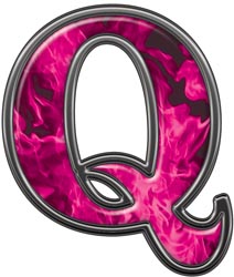 Letter Q With Inferno Pink Flames Reflective Letter Q With Inferno    