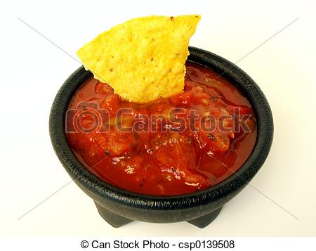 Pictures Of Chips Salsa   Tortilla Chip In A Bowl Of Salsa Csp0139508
