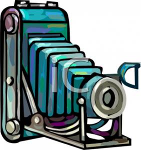 Royalty Free Clipart Image  A Blue Old Fashioned Camera
